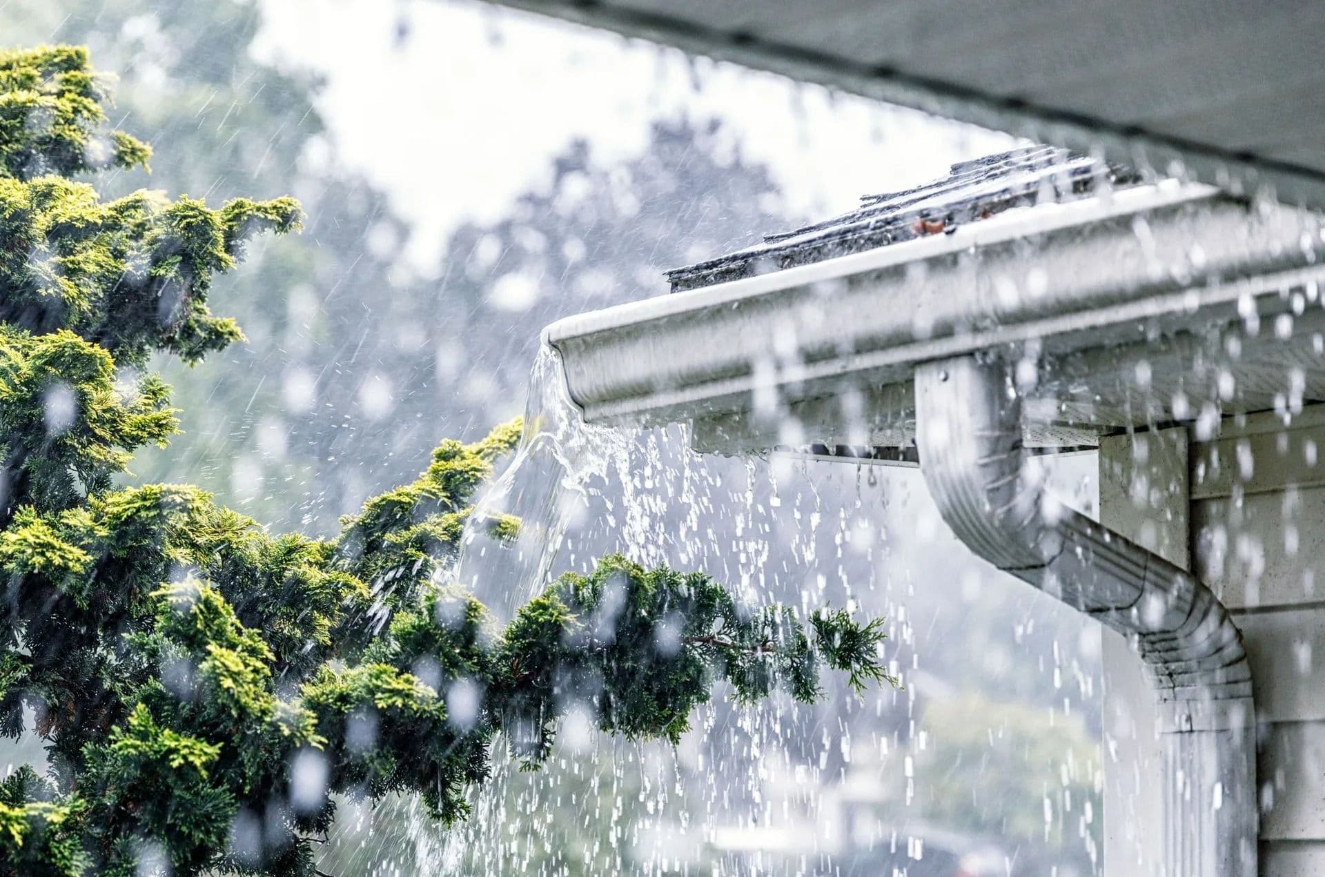 rain hitting the gutters