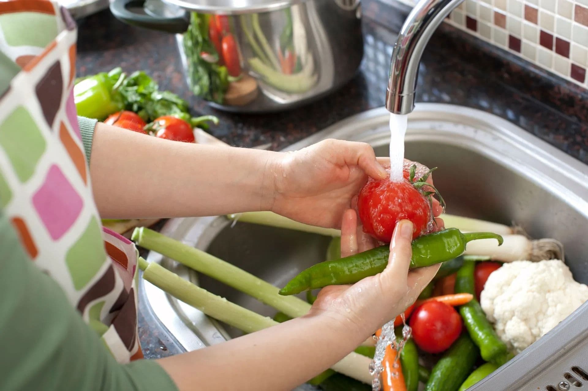 washing vegetables